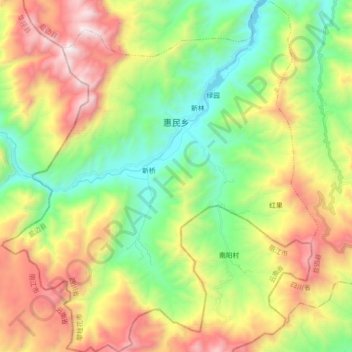 Topografische Karte 惠民乡, Höhe, Relief