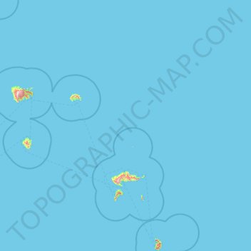 Topografische Karte Îles Marquises, Höhe, Relief