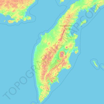 Topografische Karte Kamtschatka, Höhe, Relief