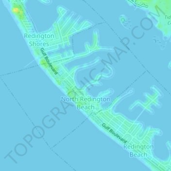 Topografische Karte North Redington Beach, Höhe, Relief