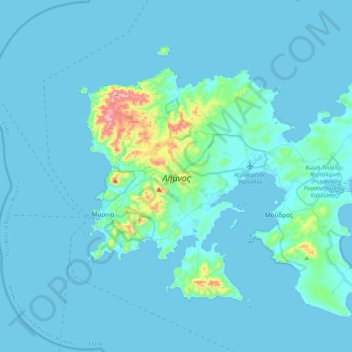 Topografische Karte Lemnos, Höhe, Relief