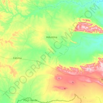 Topografische Karte Adustina, Höhe, Relief
