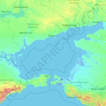 Topografische Karte Sea of Azov, Höhe, Relief