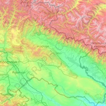 Topografische Karte Kachetien, Höhe, Relief