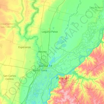 Topografische Karte Departamento La Capital, Höhe, Relief