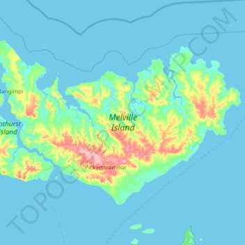 Topografische Karte Melville Island, Höhe, Relief