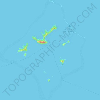 Topografische Karte Gambier Islands, Höhe, Relief