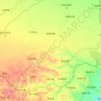 Topografische Karte 库伦旗, Höhe, Relief