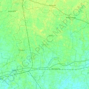 Topografische Karte Pandaul, Höhe, Relief
