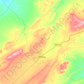 Topografische Karte Aflou, Höhe, Relief