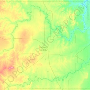 Topografische Karte Stonewall County, Höhe, Relief