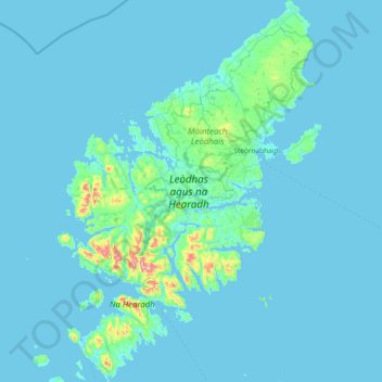 Topografische Karte Leòdhas agus na Hearadh, Höhe, Relief