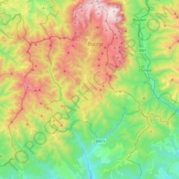 Topografische Karte Moroeni, Höhe, Relief