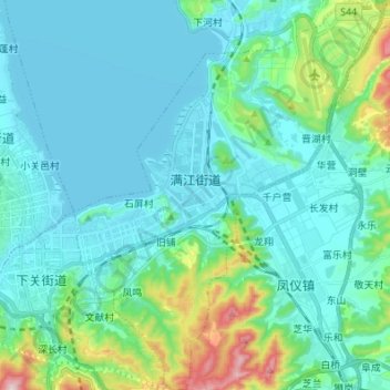Topografische Karte Manjiang, Höhe, Relief