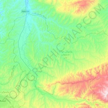 Topografische Karte ولسوالی خواجه سبزپوش ولی, Höhe, Relief