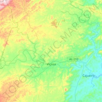 Topografische Karte Viçosa, Höhe, Relief