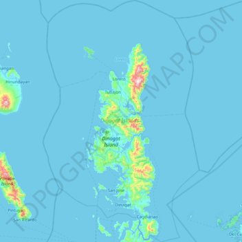 Topografische Karte Dinagat Islands, Höhe, Relief