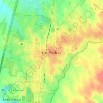 Topografische Karte Las Piedras, Höhe, Relief