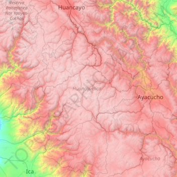Topografische Karte Huancavelica, Höhe, Relief