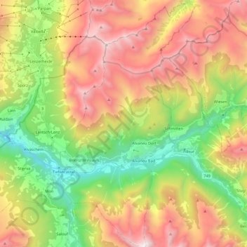 Topografische Karte Albula/Alvra, Höhe, Relief