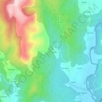 Topografische Karte Sorribas, Höhe, Relief