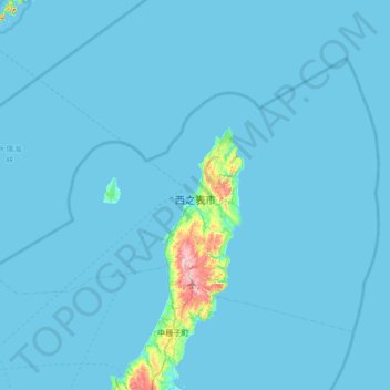 Topografische Karte Nishinoomote, Höhe, Relief