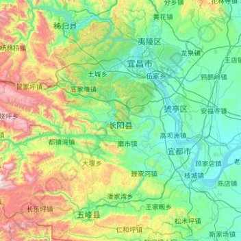 Topografische Karte Changyang Tujia Autonomous County, Höhe, Relief