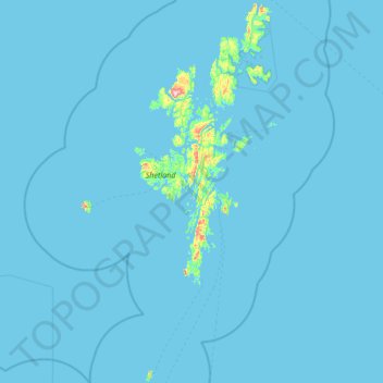 Topografische Karte Shetland, Höhe, Relief