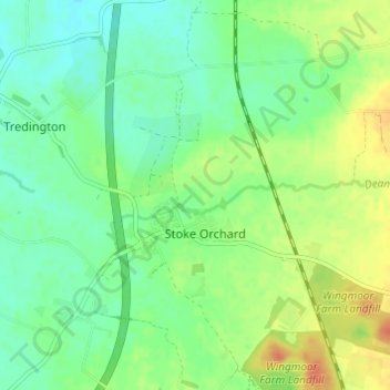 Topografische Karte Stoke Orchard, Höhe, Relief