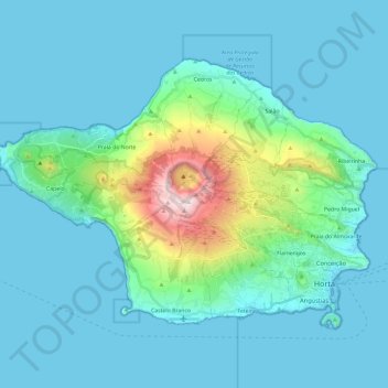 Topografische Karte Ilha do Faial, Höhe, Relief
