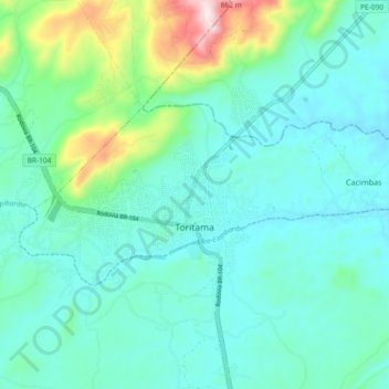 Topografische Karte Toritama, Höhe, Relief