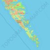 Topografische Karte Area E (Moresby Island), Höhe, Relief