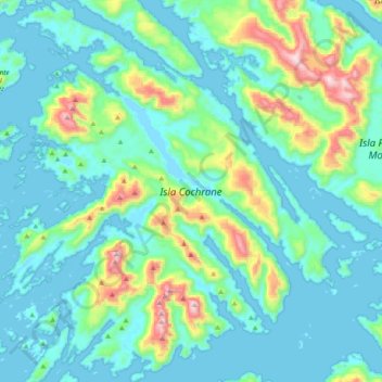 Topografische Karte Isla Cochrane, Höhe, Relief