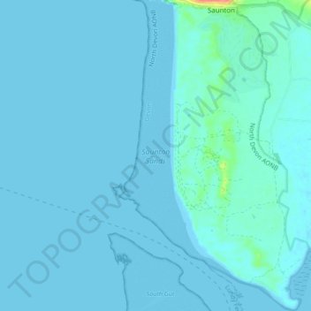 Topografische Karte Saunton Sands, Höhe, Relief