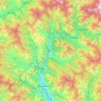 Topografische Karte Dunda, Höhe, Relief