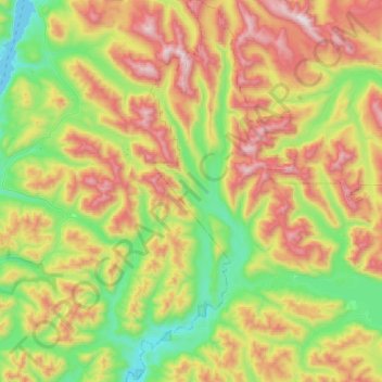 Topografische Karte Upper Nitinat River Woodlands, Höhe, Relief