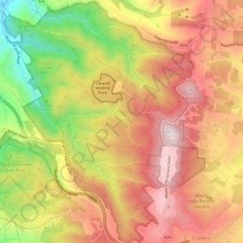 Topografische Karte Cleland, Höhe, Relief