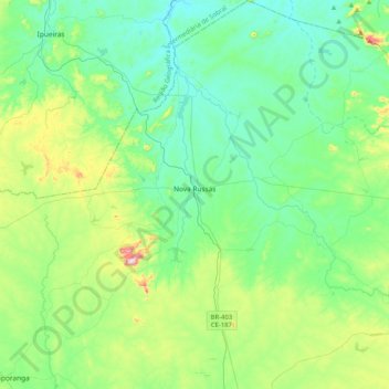Topografische Karte Nova Russas, Höhe, Relief