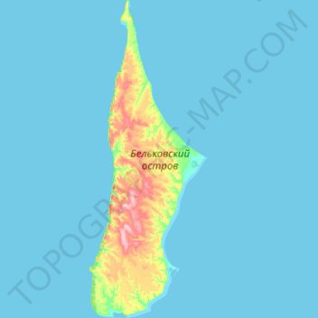 Topografische Karte Belkovsky Island, Höhe, Relief