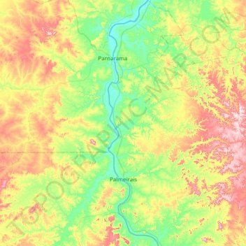 Topografische Karte Palmeirais, Höhe, Relief