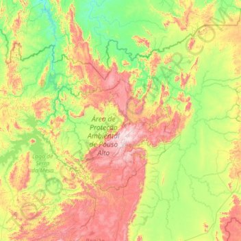 Topografische Karte Microrregião da Chapada dos Veadeiros, Höhe, Relief