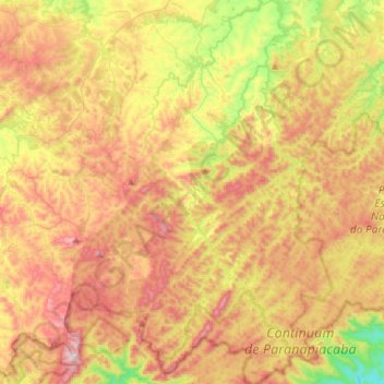 Topografische Karte Ribeirão Grande, Höhe, Relief