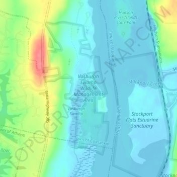 Topografische Karte Vosburgh Swamp Wildlife Management Area, Höhe, Relief