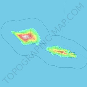 Topografische Karte Samoa, Höhe, Relief