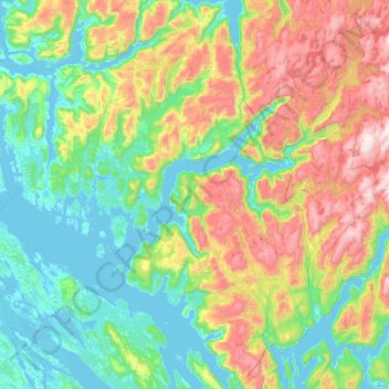 Topografische Karte Masfjorden, Höhe, Relief