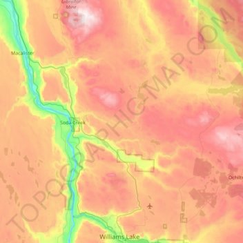 Topografische Karte Area D (Commodore Heights/McLeese Lake), Höhe, Relief