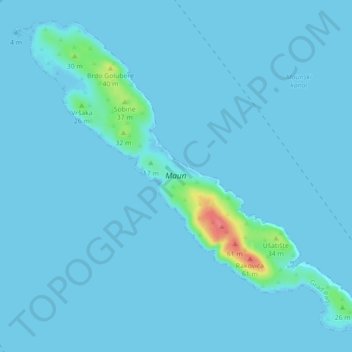 Topografische Karte Maun, Höhe, Relief