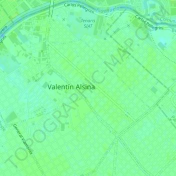 Topografische Karte Valentín Alsina, Höhe, Relief
