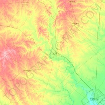 Topografische Karte DeWitt County, Höhe, Relief