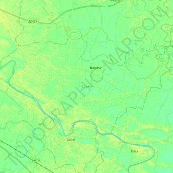 Topografische Karte Bandra, Höhe, Relief